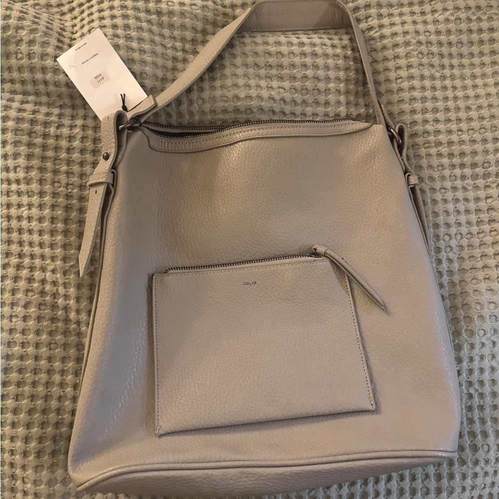 Elegant Gray Vegan Leather Shoulder Bag